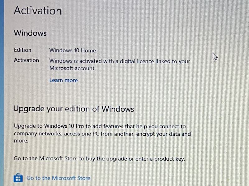 Windwso 10 activated with a digital license linked to your Microsoft account